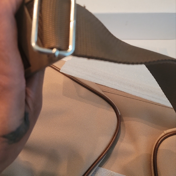 NWOT Ralph Lauren Khaki Tan Brown Logo Fabric Duffle Travel Luggage Bag - Picture 15 of 17